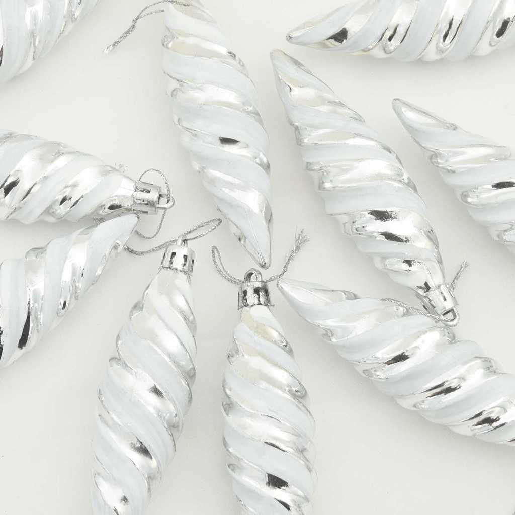 Jule Spiral Formet Kugle 40 stk. Sølv 3 x 11 cm Plastik