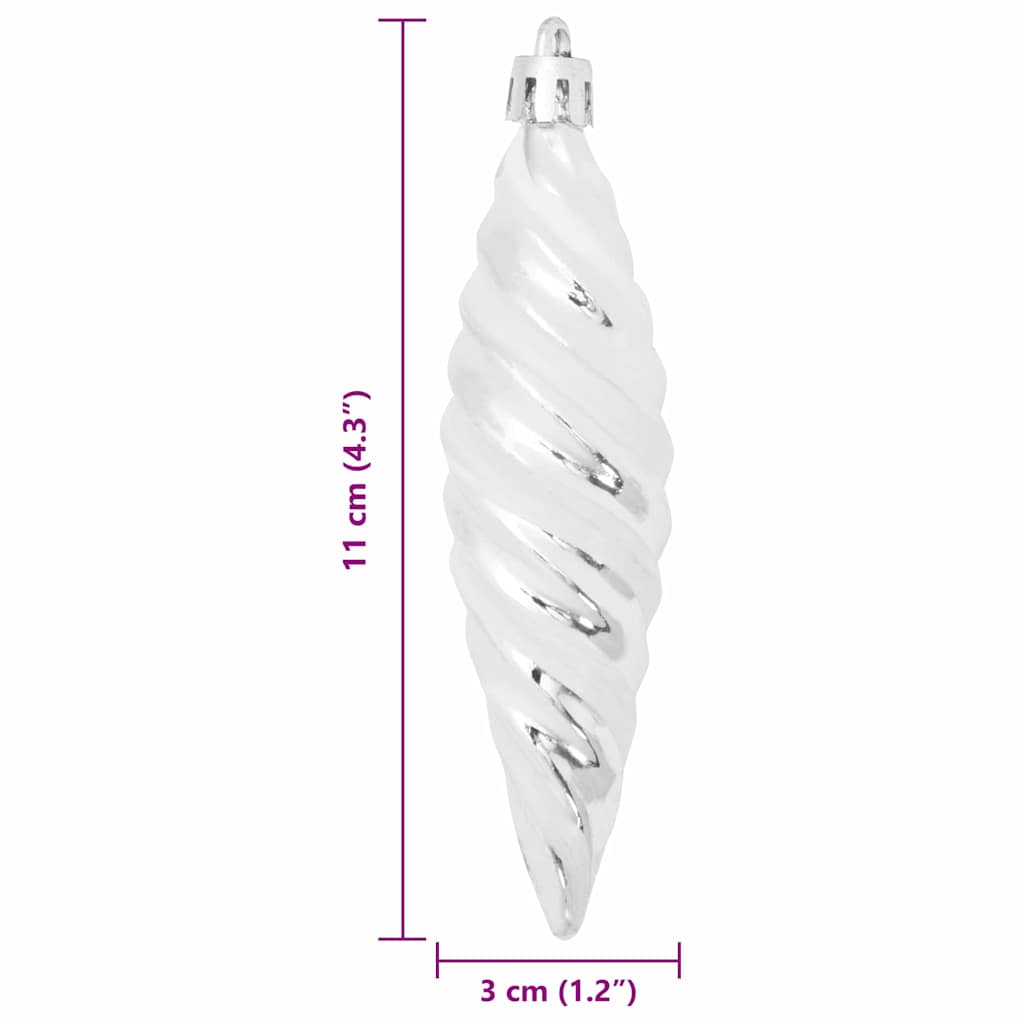 Jule Spiral Formet Kugle 40 stk. Sølv 3 x 11 cm Plastik