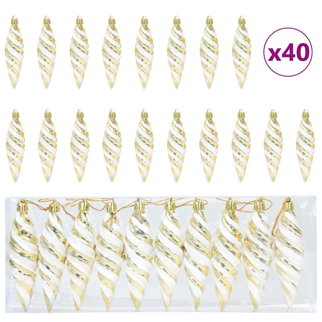 Jule Spiral Formet Kugle 40 stk. Guld 3 x 11 cm Plastik