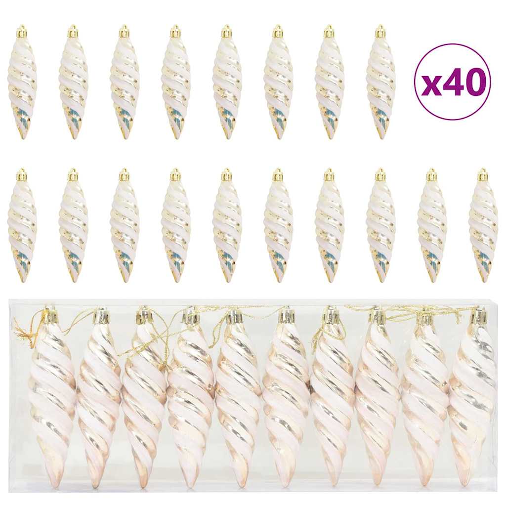 Jule Spiral Formet Kugle 40 stk. champagnefarvet 3 x 11 cm
