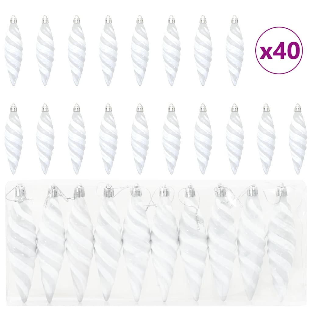 Jule Spiral Formet Kugle 40 stk. Hvid 3 x 11 cm Plastik