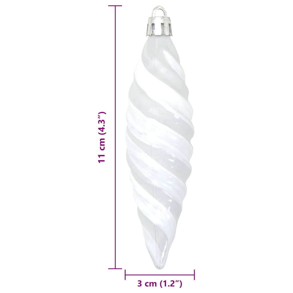 Jule Spiral Formet Kugle 40 stk. Hvid 3 x 11 cm Plastik