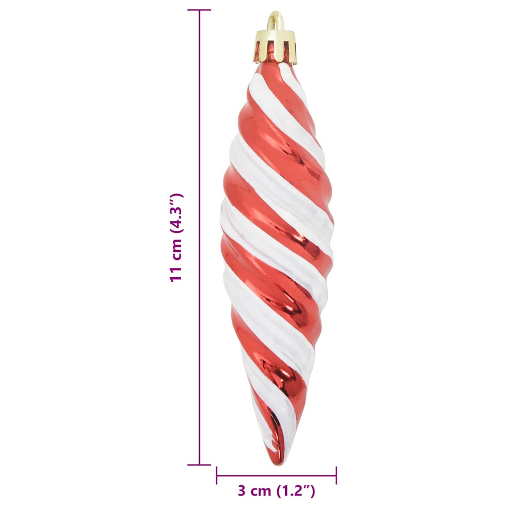 Jule Spiral Formet Kugle 40 stk. Rød 3 x 11 cm Plastik