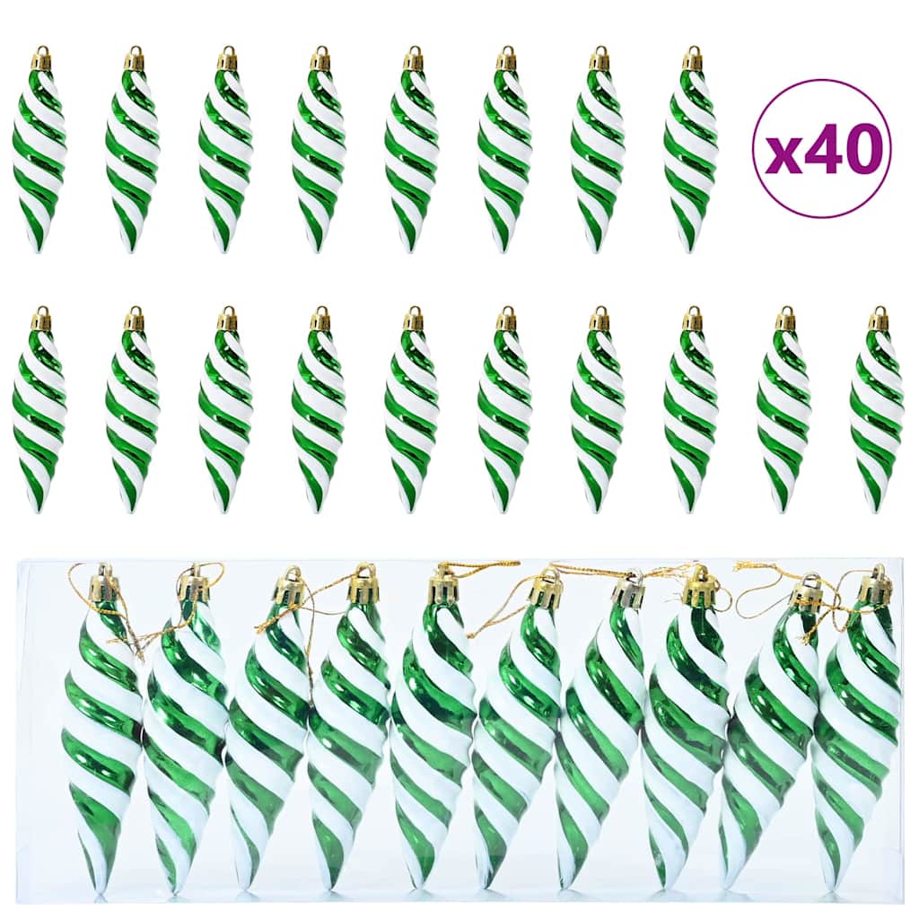 Jule Spiral Formet Kugle 40 stk. Grøn 3 x 11 cm Plastik