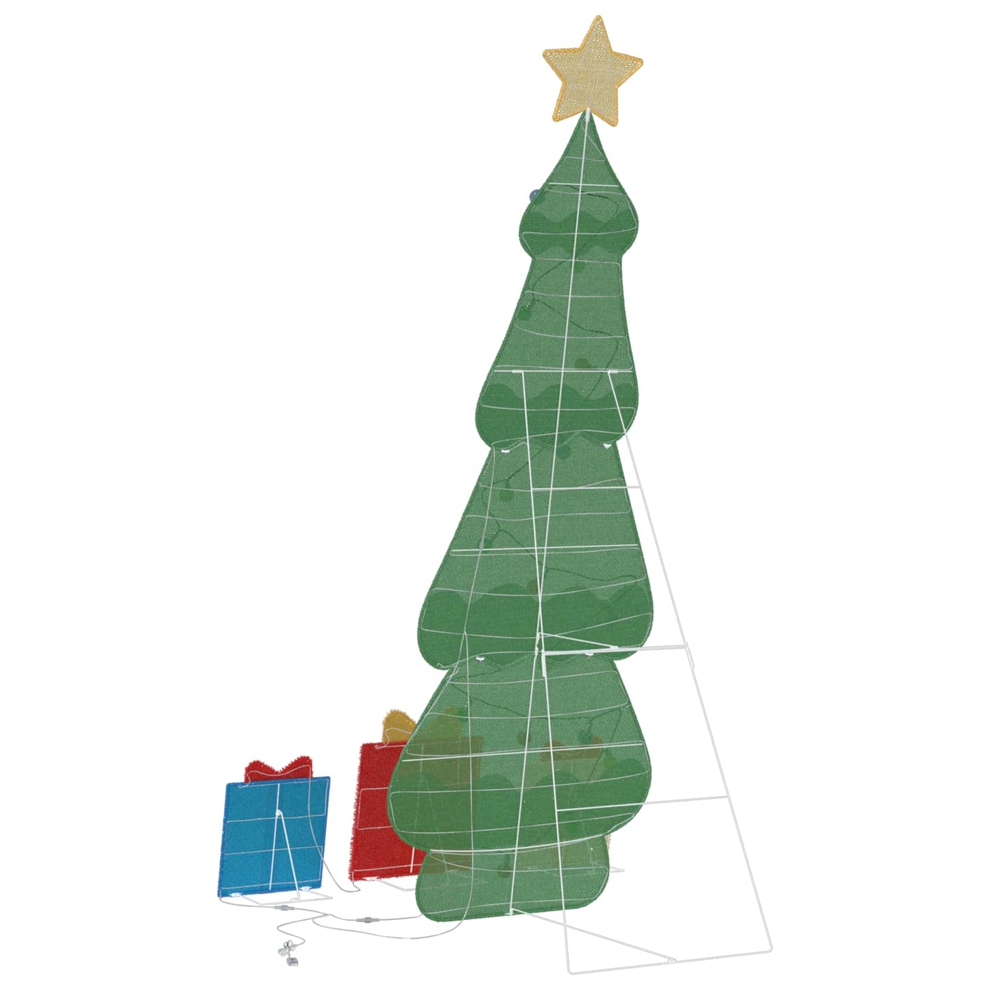 Belyst juletre med 3 gaveæsker 2D varm hvid Flerfarvet 150 cm