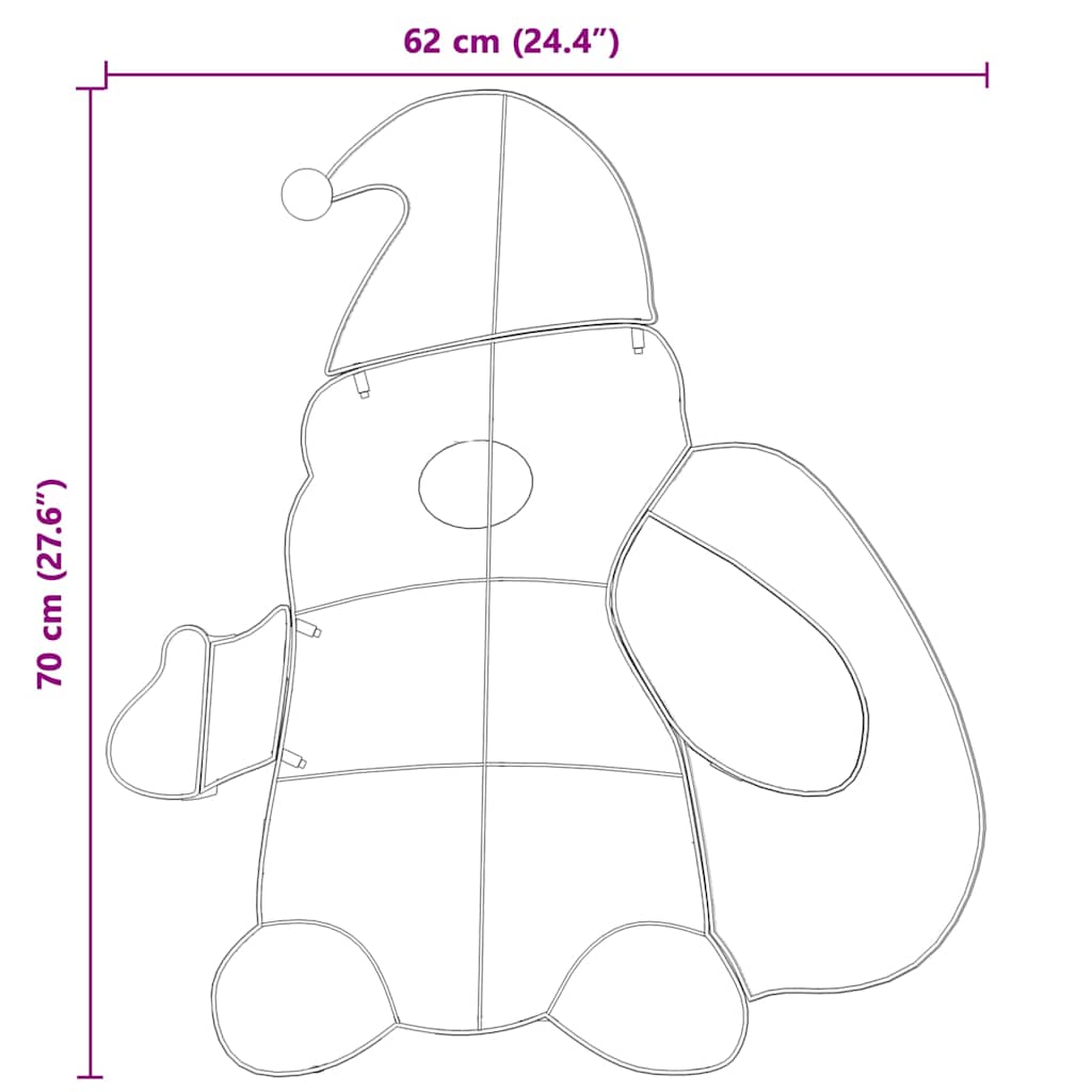 Belyst Julemand 60 LED'er Varm hvid 70 x 62 cm Glitterstof