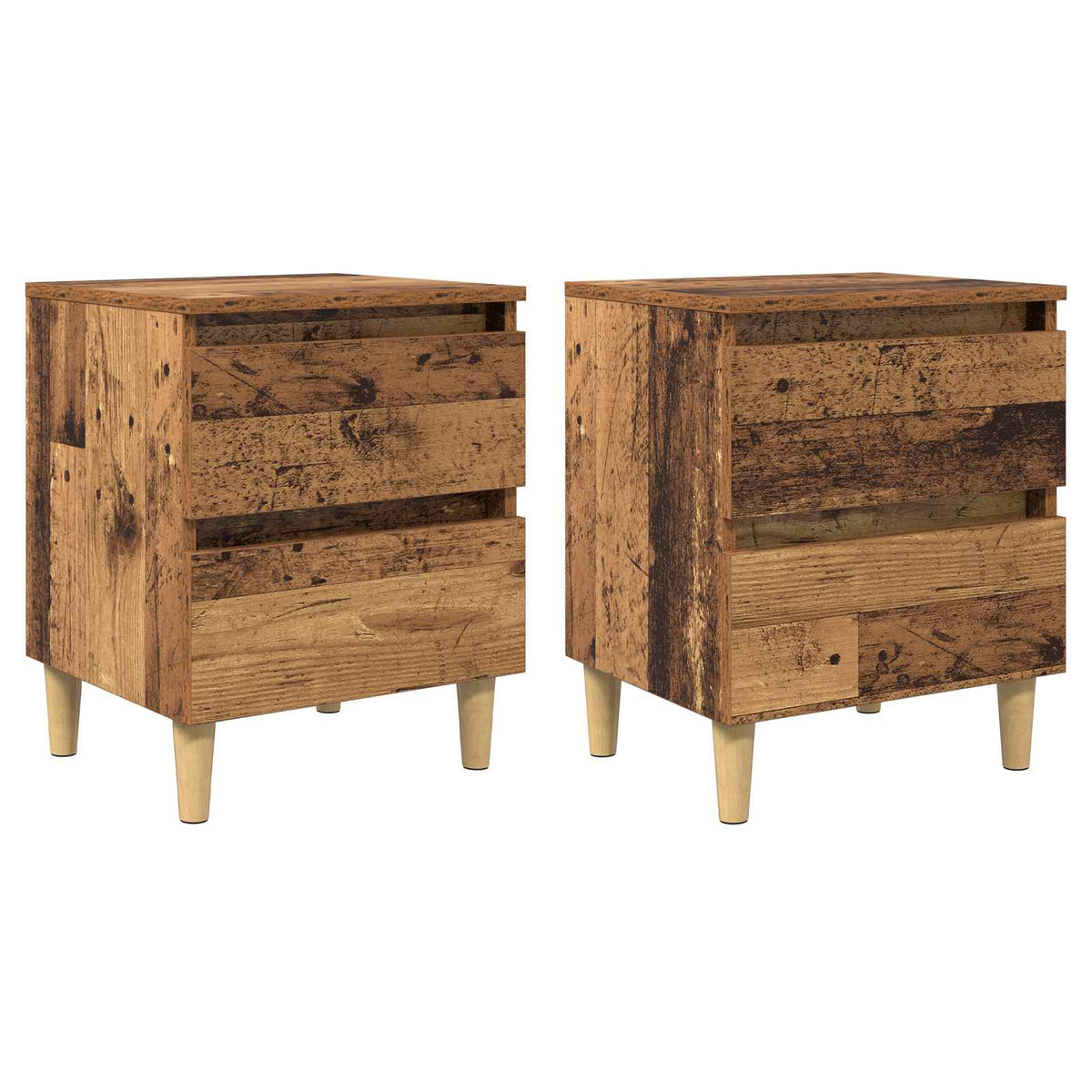 Sengeskabe 2 stk. Gammelt træ 40 x 35 x 50 cm Konstrueret træ