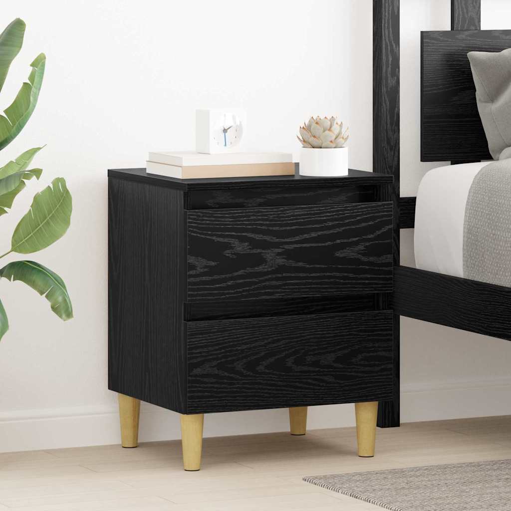 Sengeskabe 2 stk. Sort eg 40 x 35 x 50 cm Konstrueret træ