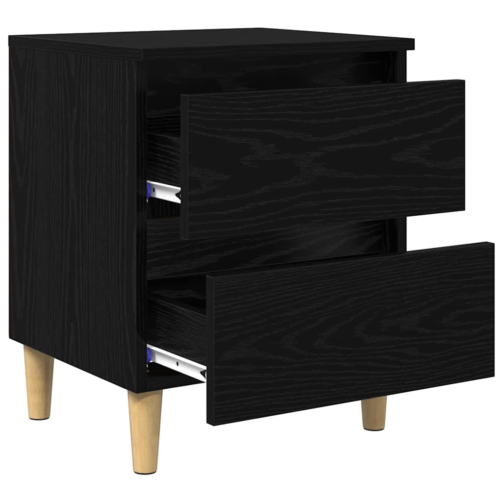 Sengeskabe 2 stk. Sort eg 40 x 35 x 50 cm Konstrueret træ