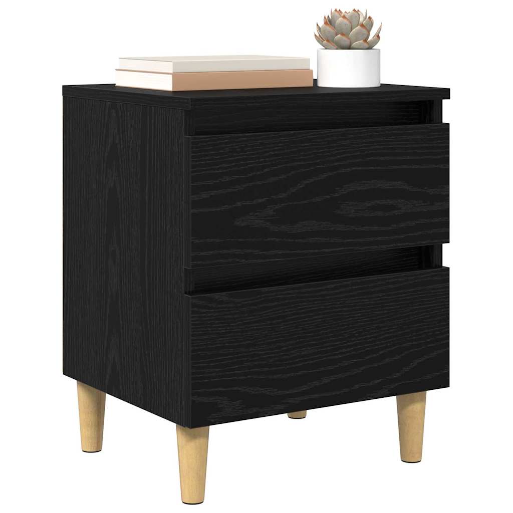 Sengeskabe 2 stk. Sort eg 40 x 35 x 50 cm Konstrueret træ