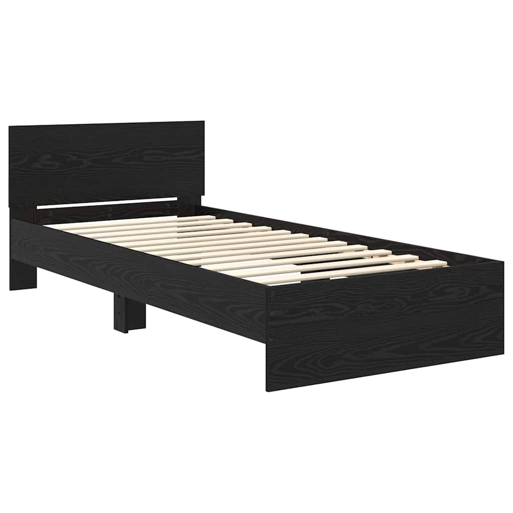 Sengestel med hovedgærde Sort eg 100 x 200 cm Konstrueret træ