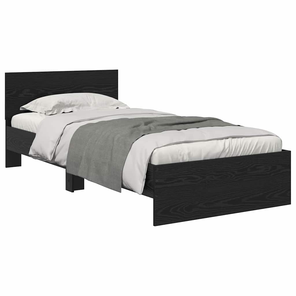 Sengestel med hovedgærde Sort eg 90 x 190 cm Konstrueret træ