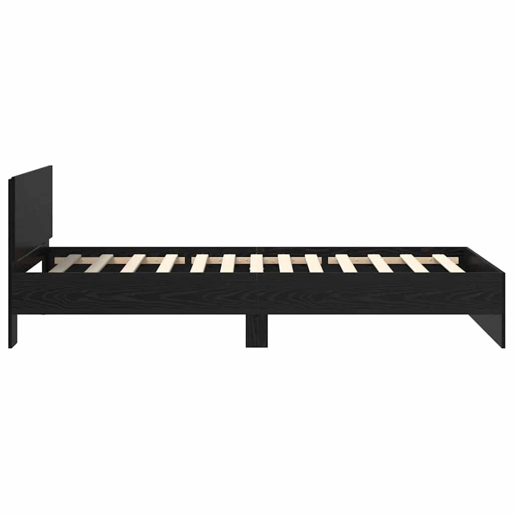 Sengestel med hovedgærde Sort eg 90 x 190 cm Konstrueret træ