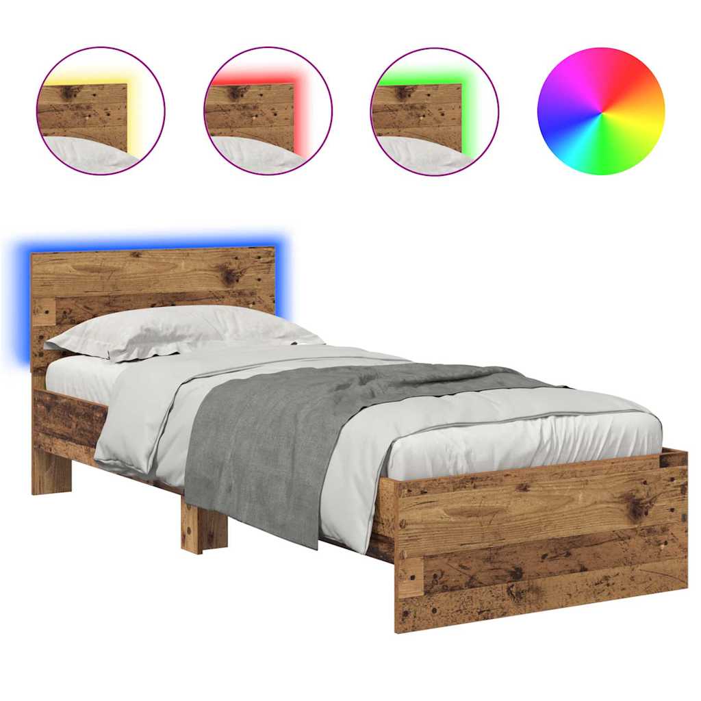 Sengestel Gammelt træ 75 x 190 cm Konstrueret træ