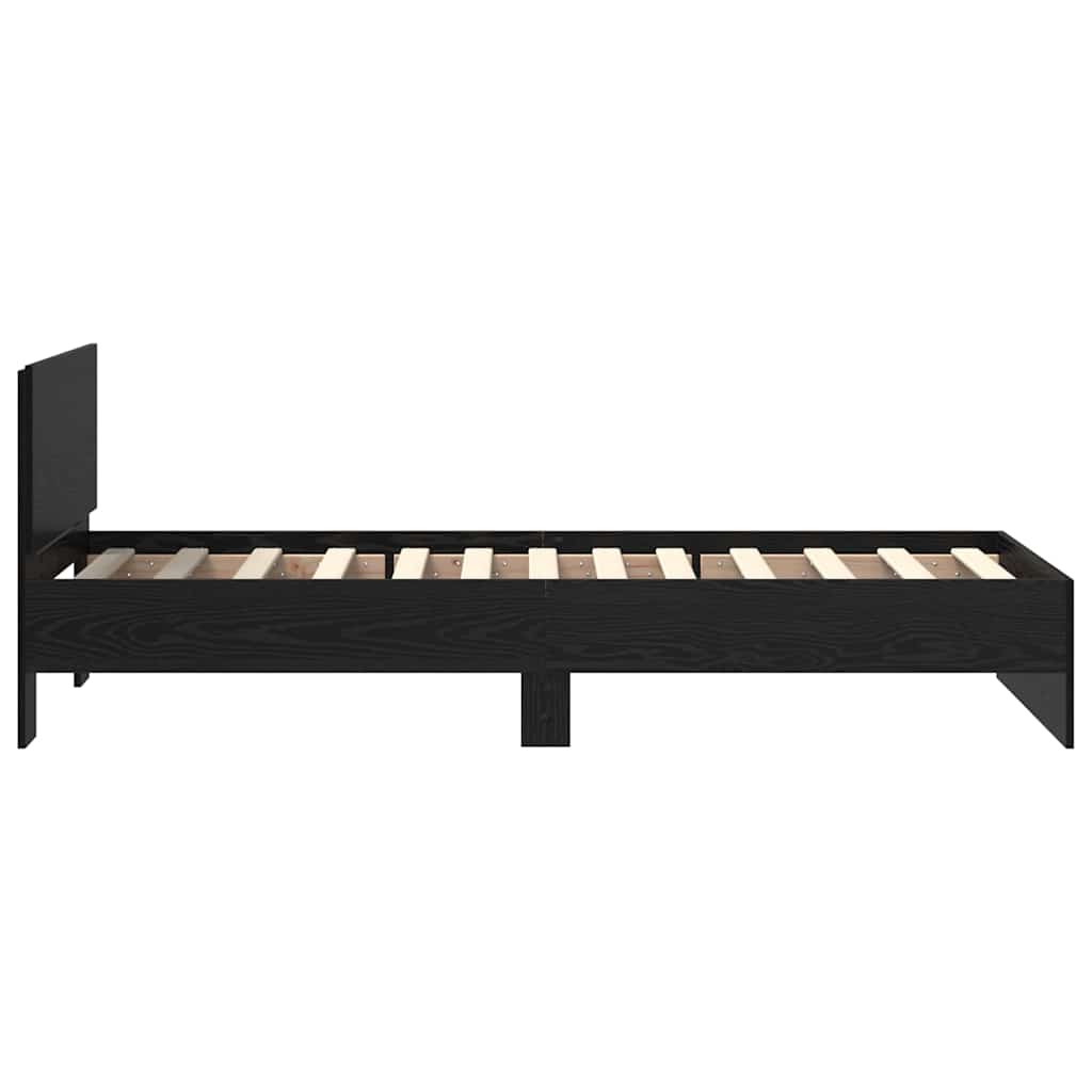 Sengestel med hovedgærde Sort eg 75 x 190 cm Konstrueret træ