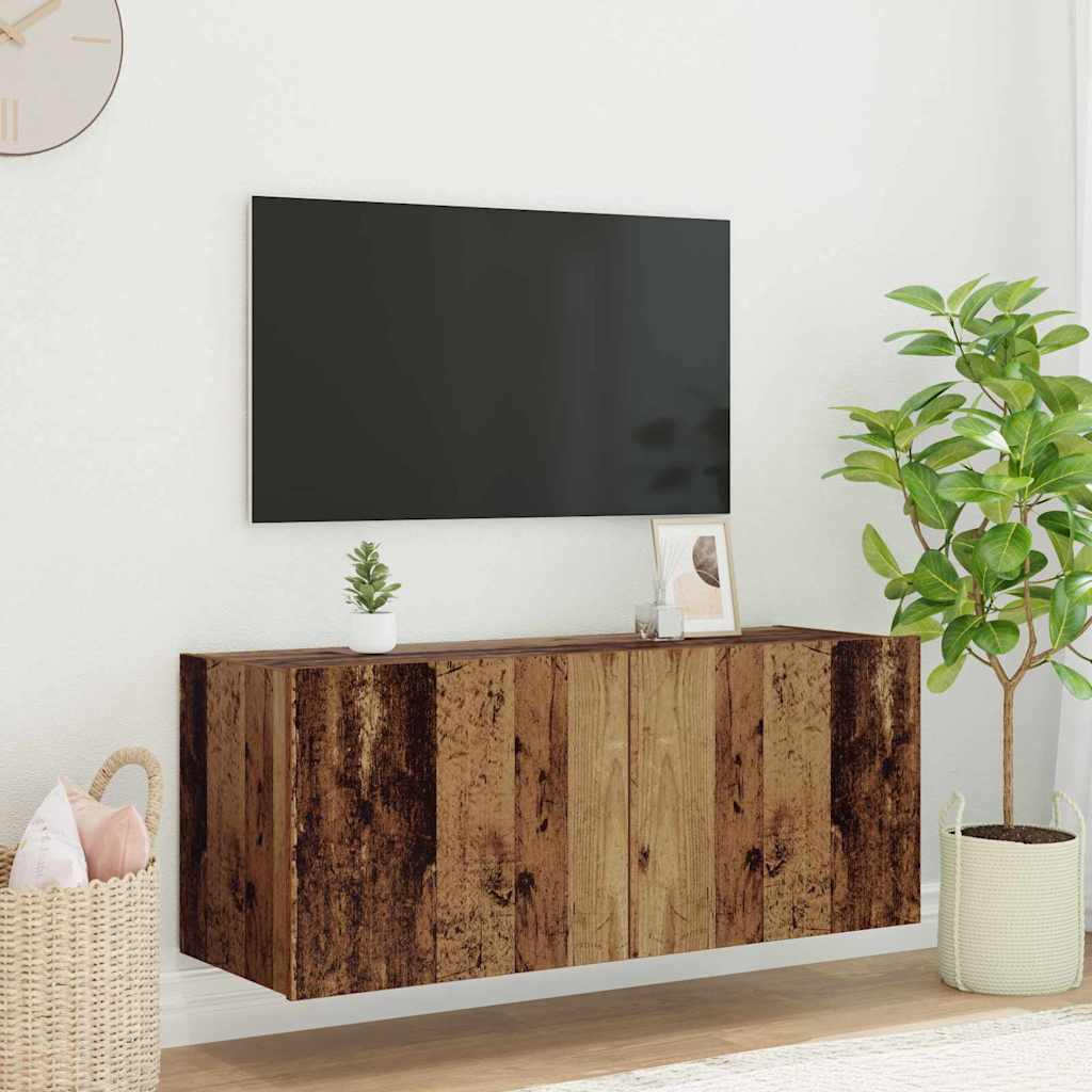 TV vægskab Gammelt træ Konstrueret træ