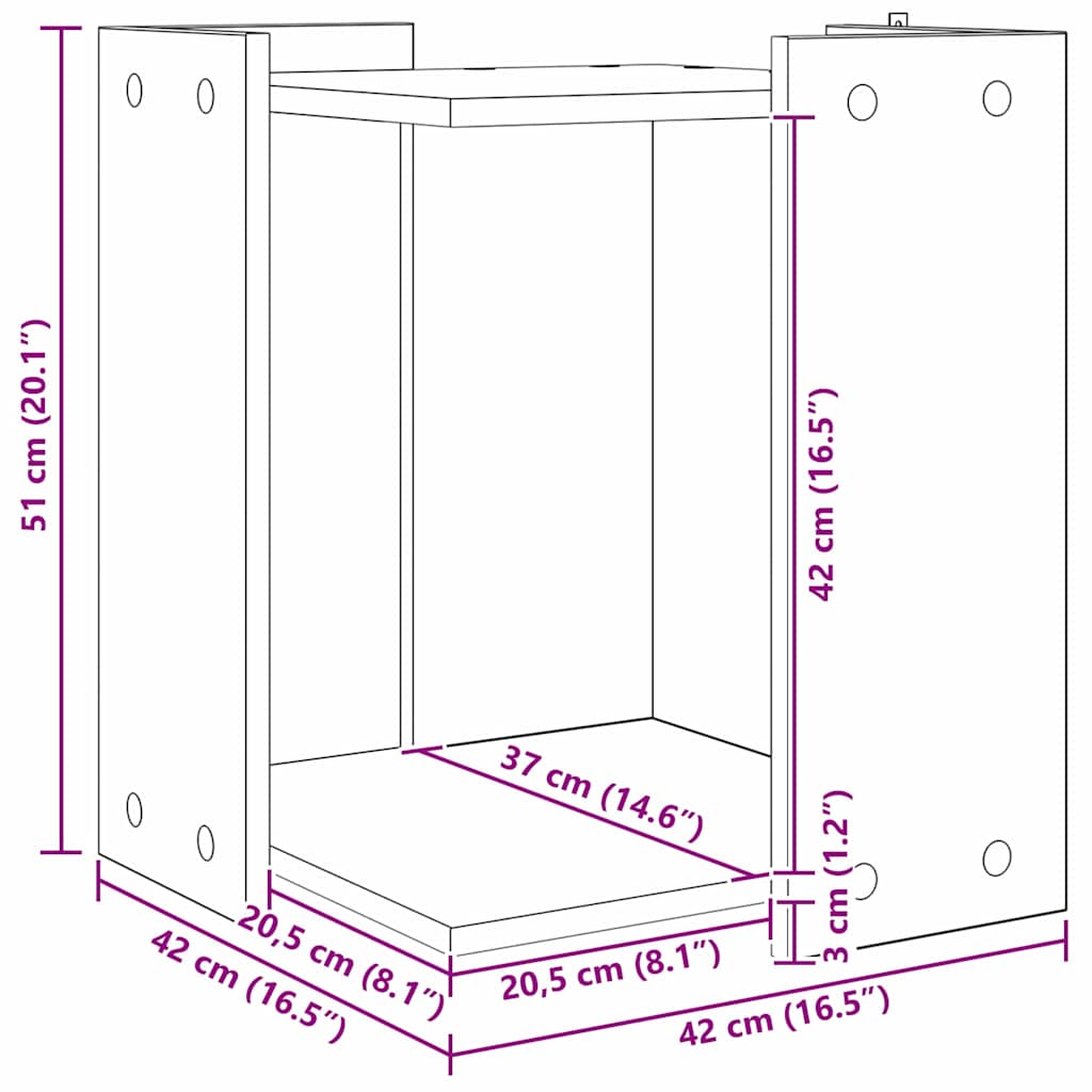 Kattekasse indhegning Sort eg 42 x 42 x 51 cm Konstrueret træ