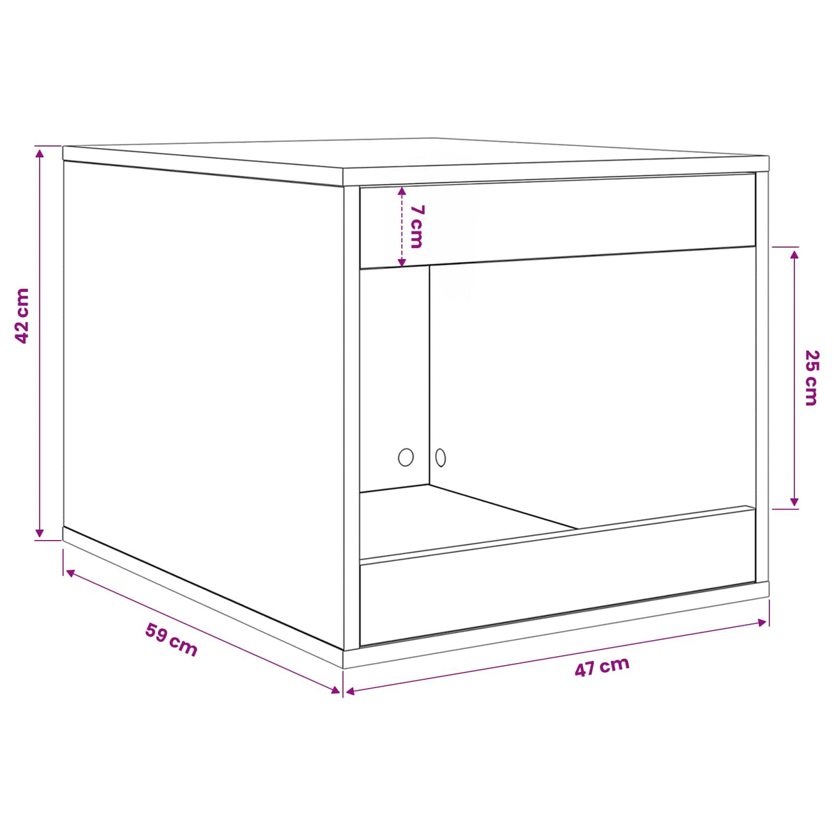 Kattekasse indhegning Sort eg 47 x 59 x 42 cm Konstrueret træ