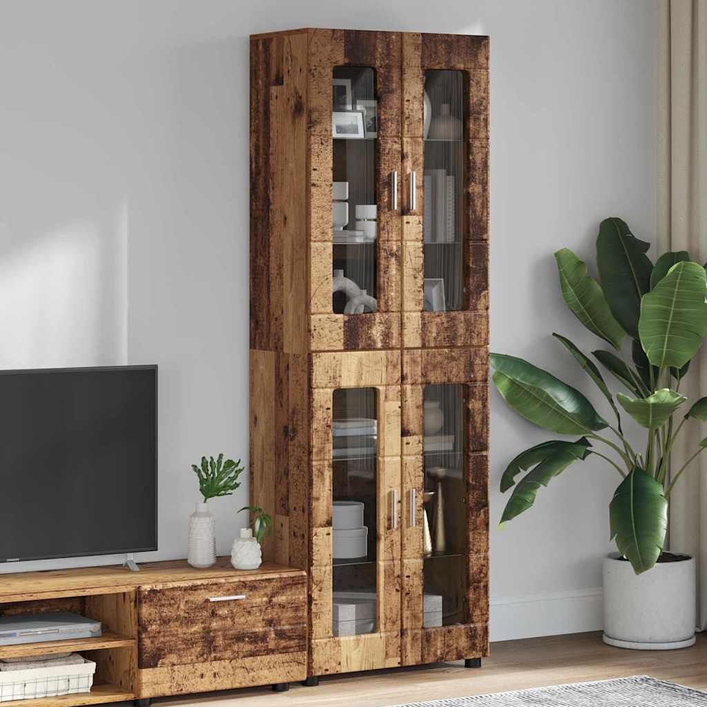Highboard FLORIN 60 x 35 x 182 cm Gammelt træ Konstrueret træ