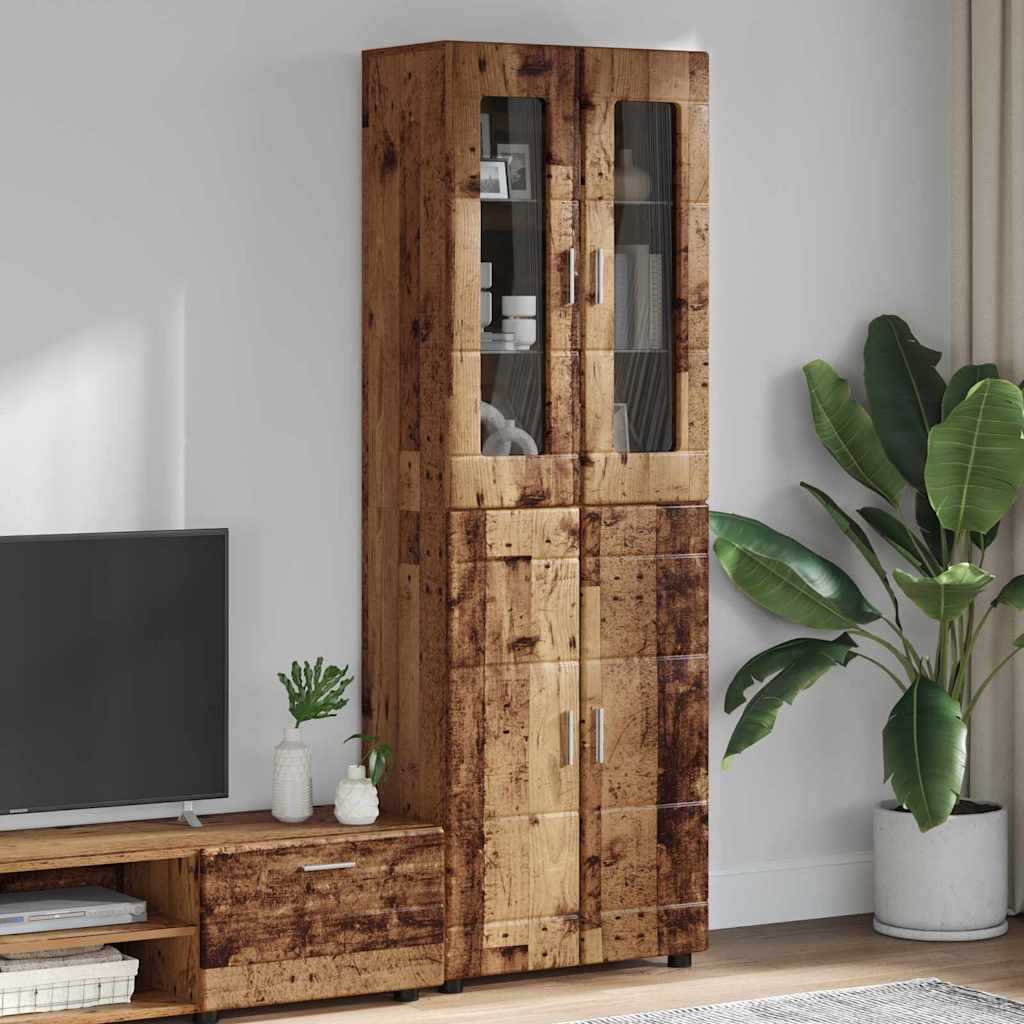 Highboard FLORIN 60 x 35 x 182 cm Gammelt træ Konstrueret træ
