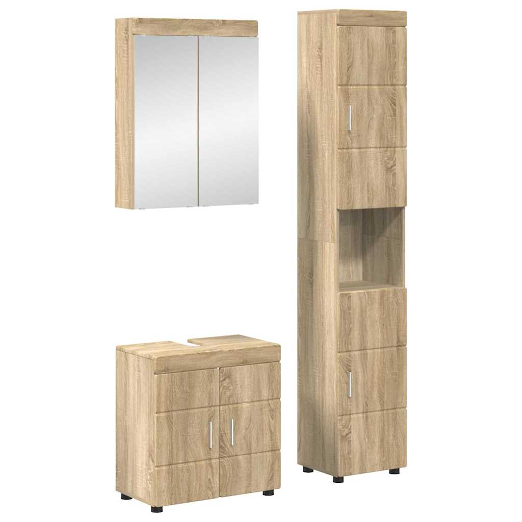 Badeværelsesmøbel sæt TULUM 3 stk. Sonoma eg 60 x 34 x 63 cm
