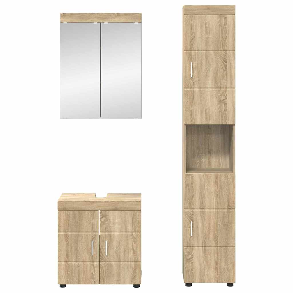 Badeværelsesmøbel sæt TULUM 3 stk. Sonoma eg 60 x 34 x 63 cm