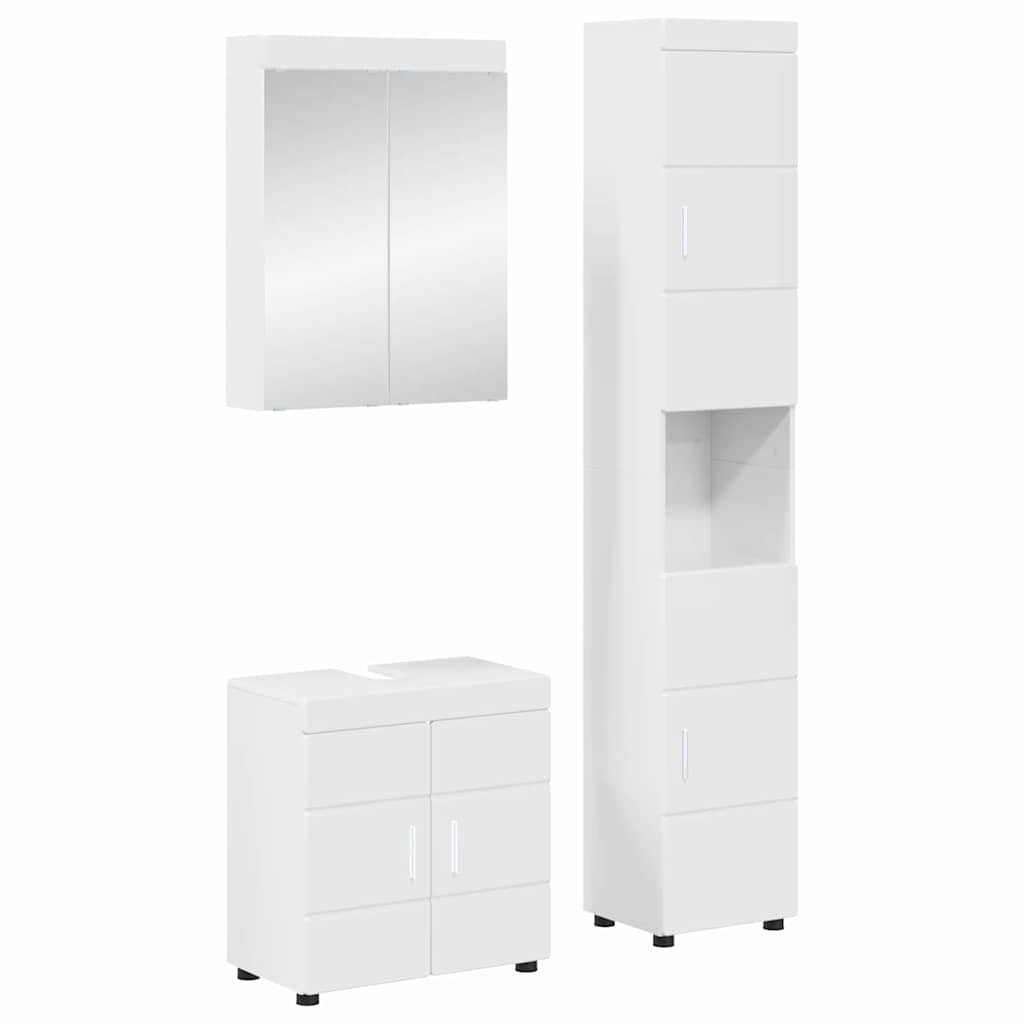 Badeværelsesmøbel sæt TULUM 3 stk. Høj gloss hvid