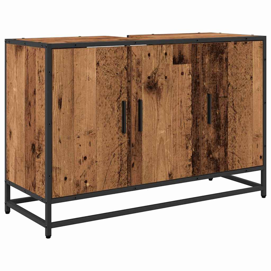 Badeværelsesmøbel sæt 4 stk. Gammelt træ 90 x 33 x 60 cm