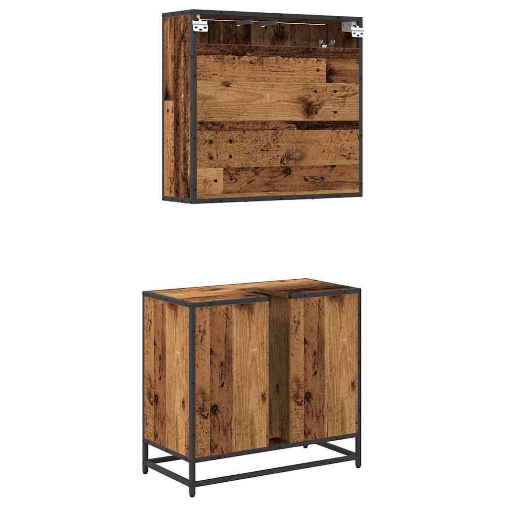 Badeværelsesmøbel sæt 2 stk. Gammelt træ 65 x 33 x 60 cm