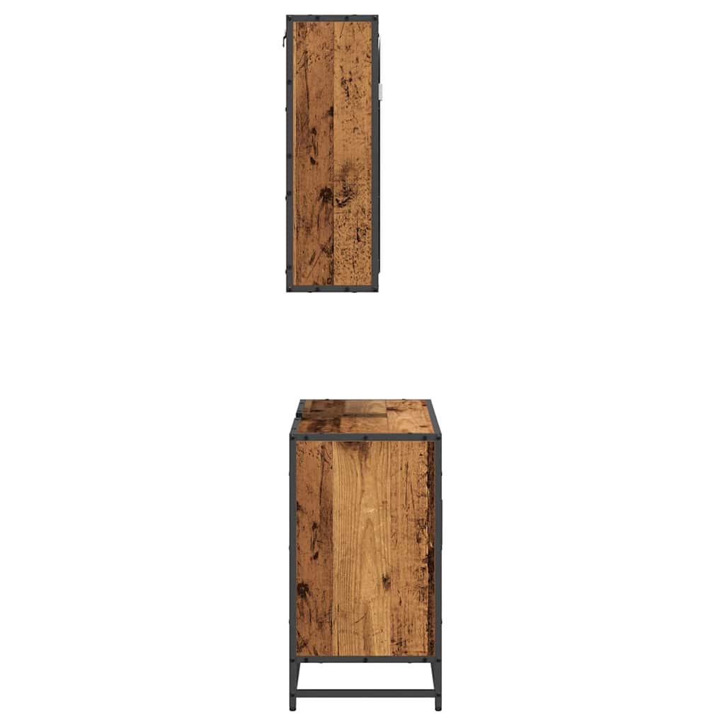 Badeværelsesmøbel sæt 2 stk. Gammelt træ 65 x 33 x 60 cm