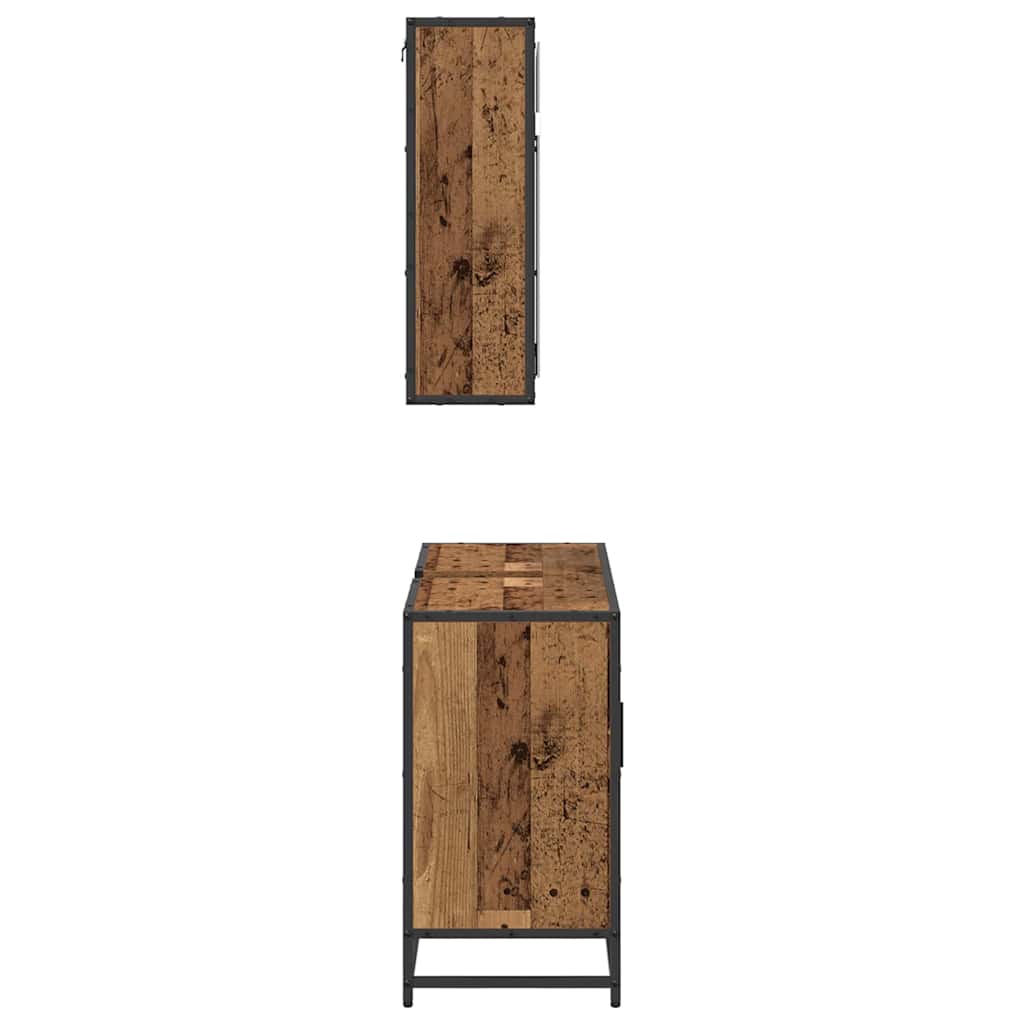 Badeværelsesmøbel sæt 2 stk. Gammelt træ 80 x 33 x 60 cm