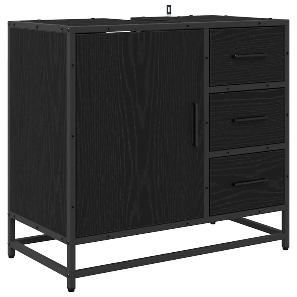 Badeværelsesmøbel sæt 3 stk. Sort eg 90 x 33 x 60 cm