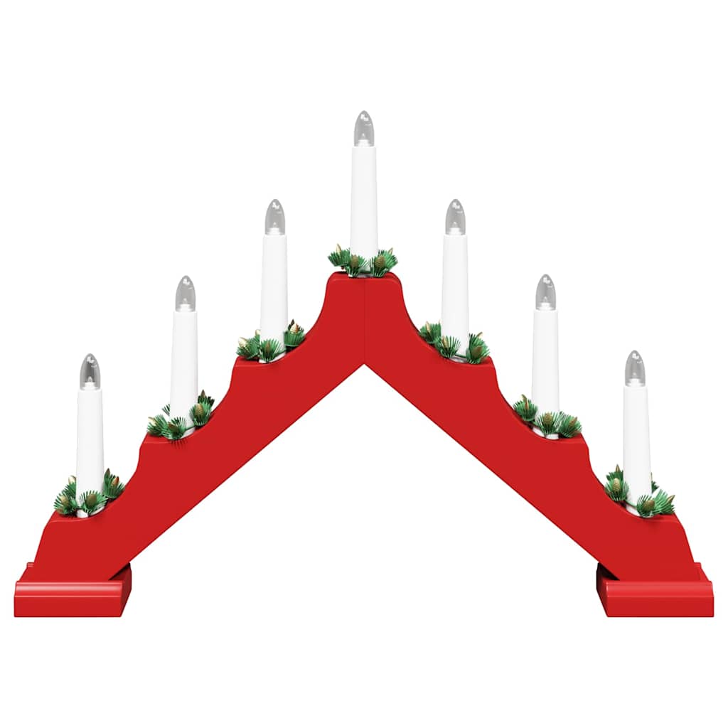 Julelys bro med 7 LED'er Rød 39.5 x 5 x 29 cm Massiv fyrretræ
