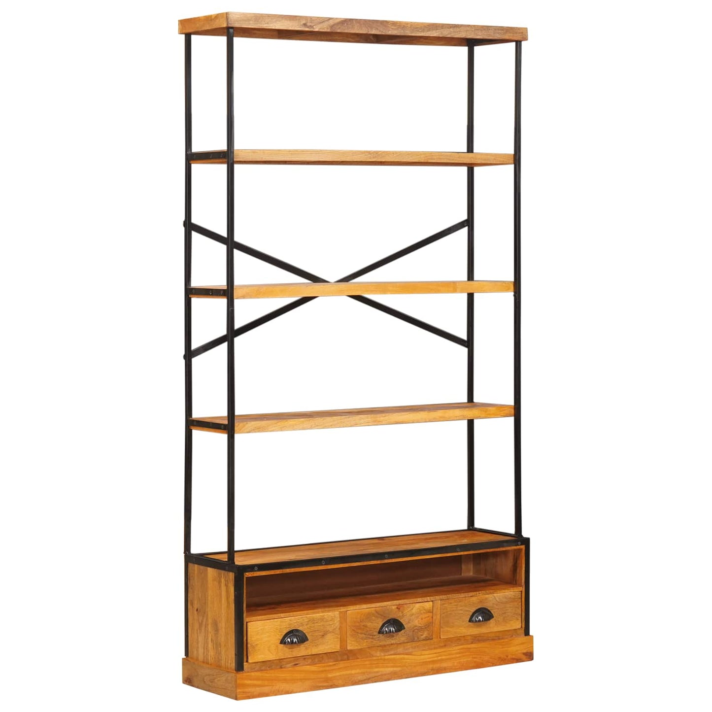 5-etagers bogreol Naturfarvet 100 x 30 x 180 cm