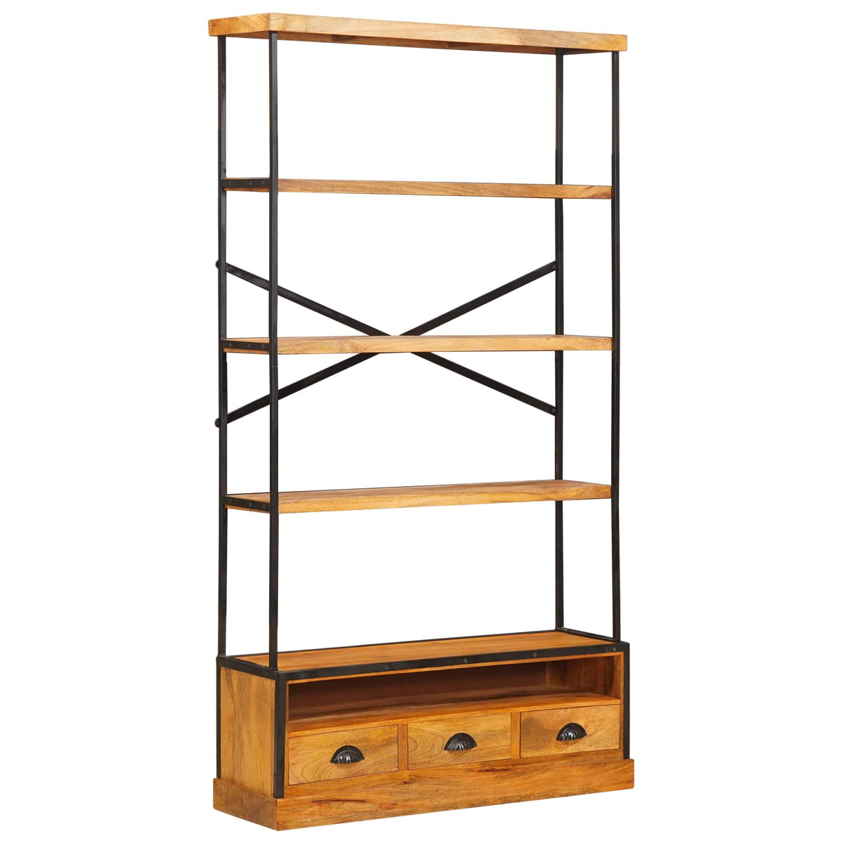 5-etagers bogreol Naturfarvet 100 x 30 x 180 cm
