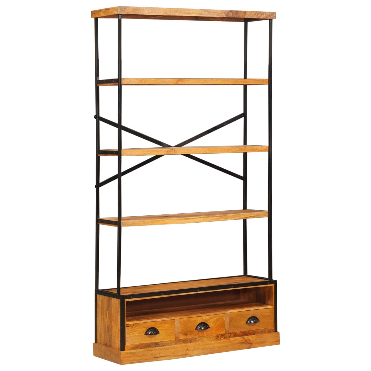 5-etagers bogreol Naturfarvet 100 x 30 x 180 cm