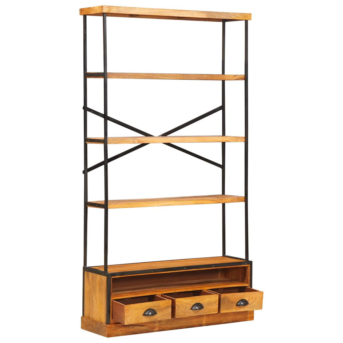 5-etagers bogreol Naturfarvet 100 x 30 x 180 cm