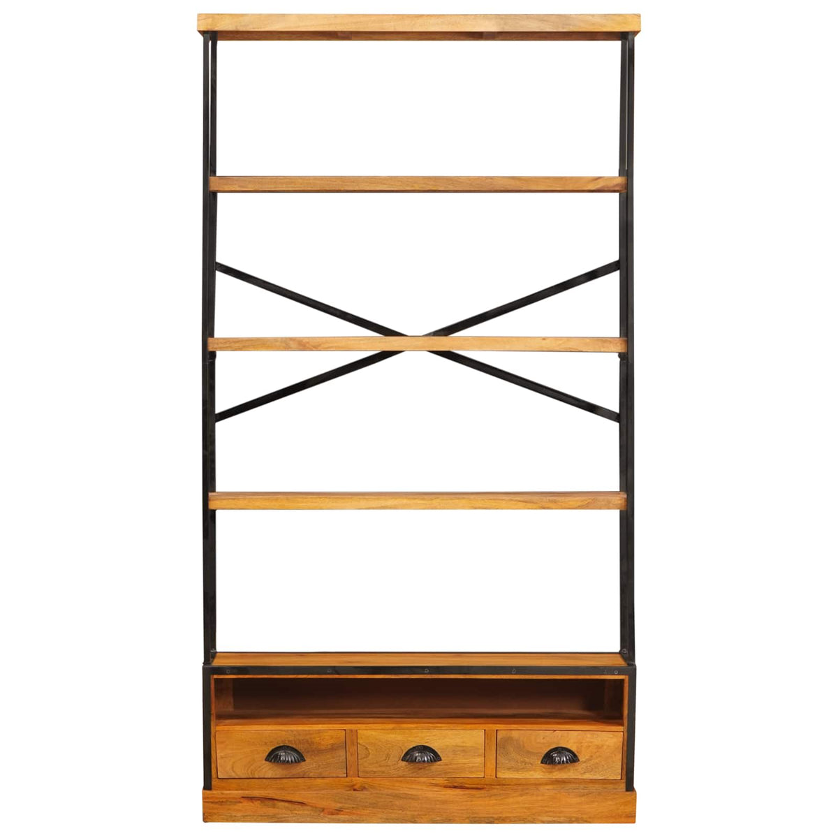 5-etagers bogreol Naturfarvet 100 x 30 x 180 cm