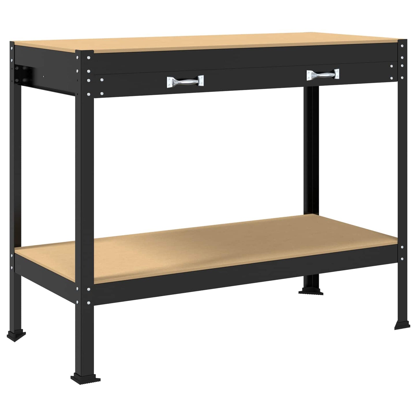 Værksted med skuffe Sort 114 x 54 x 91 cm Samlet træ og metal