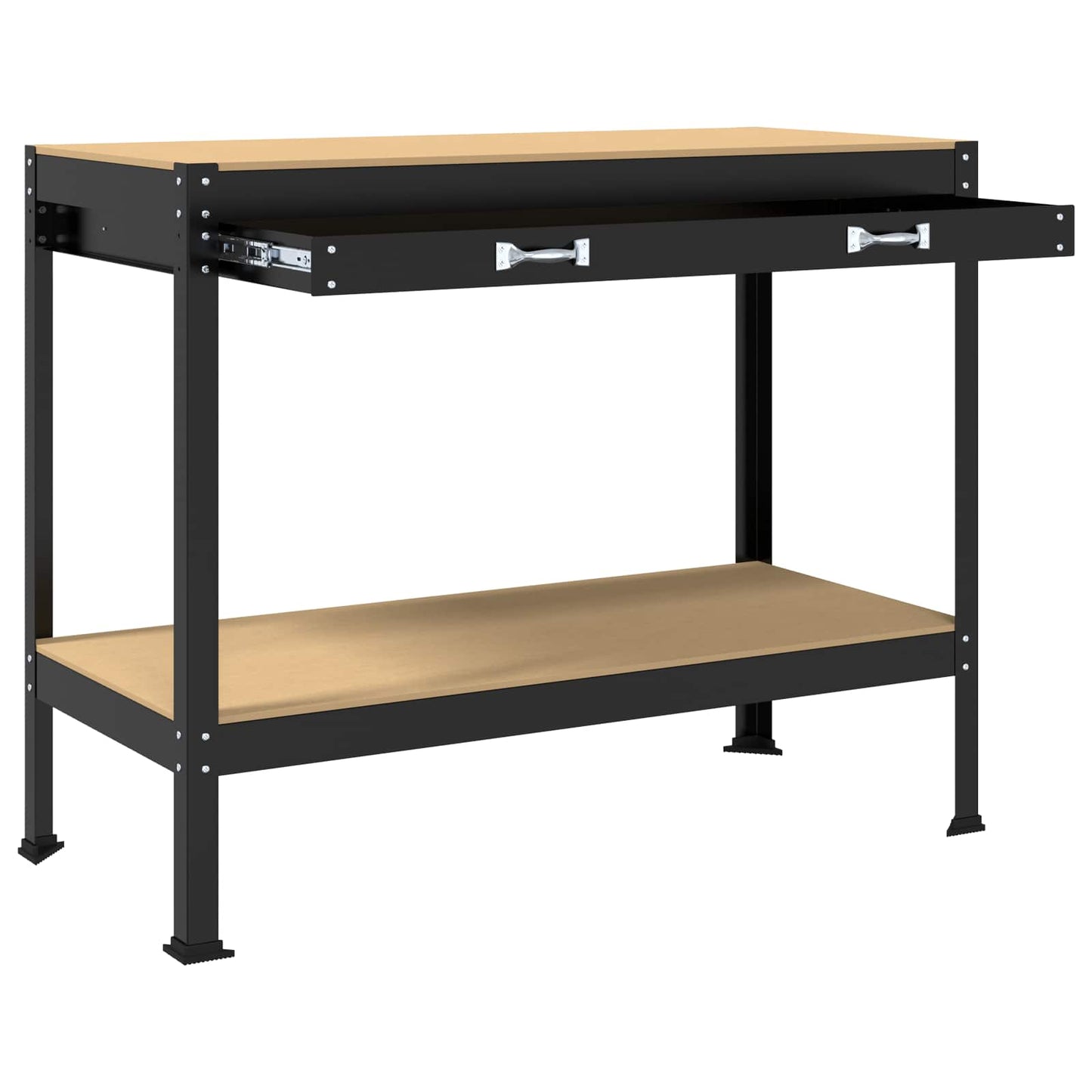 Værksted med skuffe Sort 114 x 54 x 91 cm Samlet træ og metal