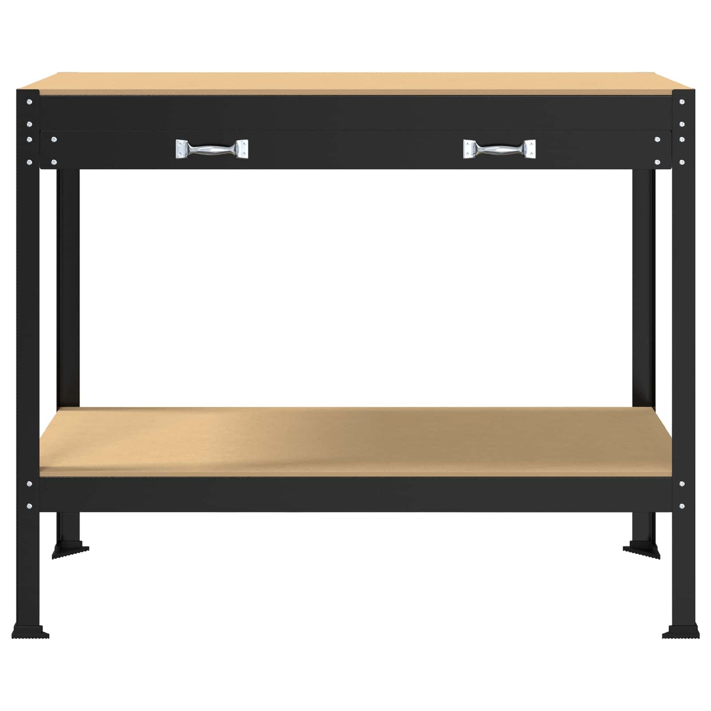 Værksted med skuffe Sort 114 x 54 x 91 cm Samlet træ og metal