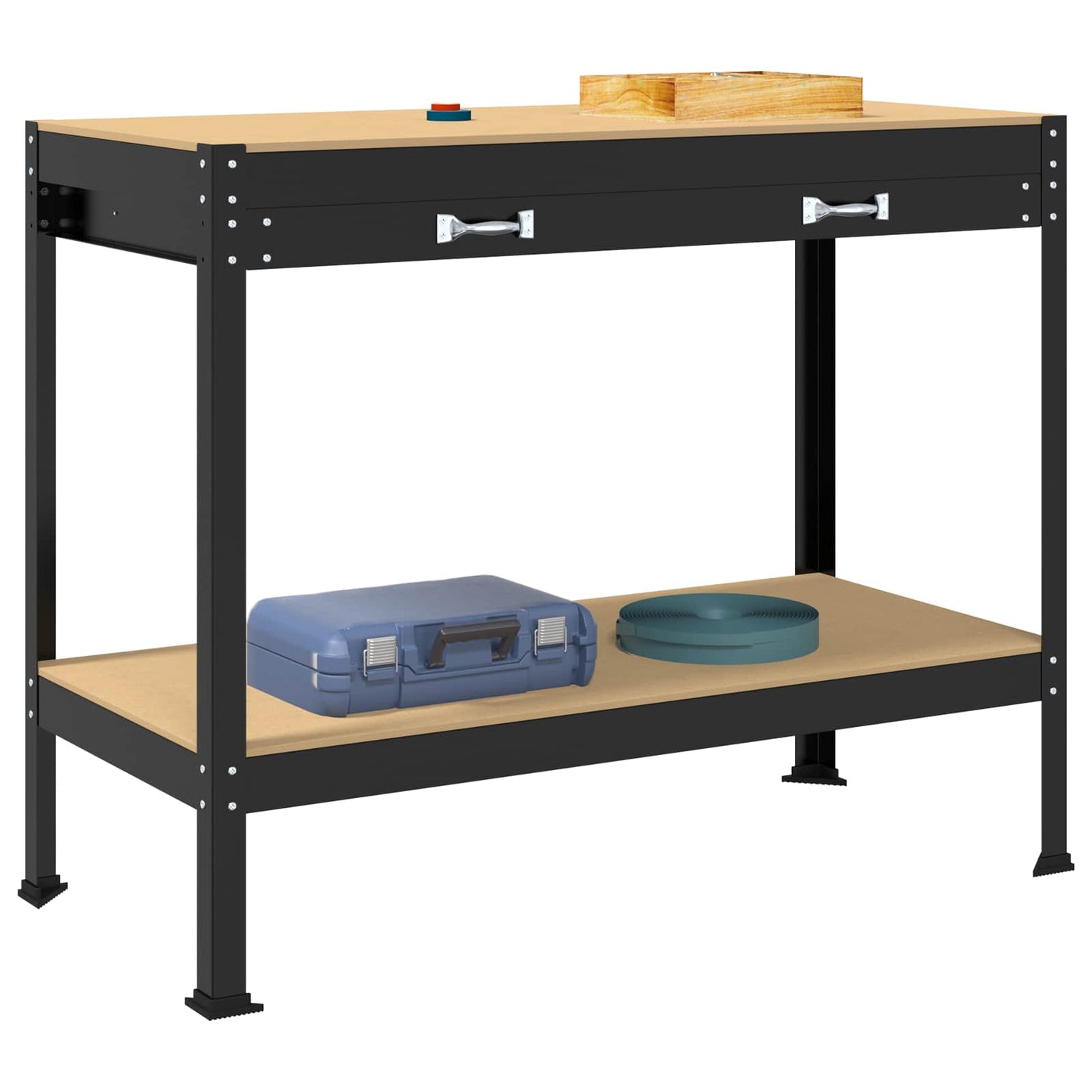 Værksted med skuffe Sort 114 x 54 x 91 cm Samlet træ og metal