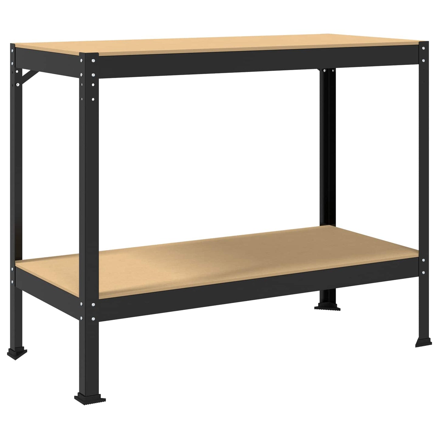 Værksted med hylde Sort 115 x 55 x 91 cm Samlet træ og metal