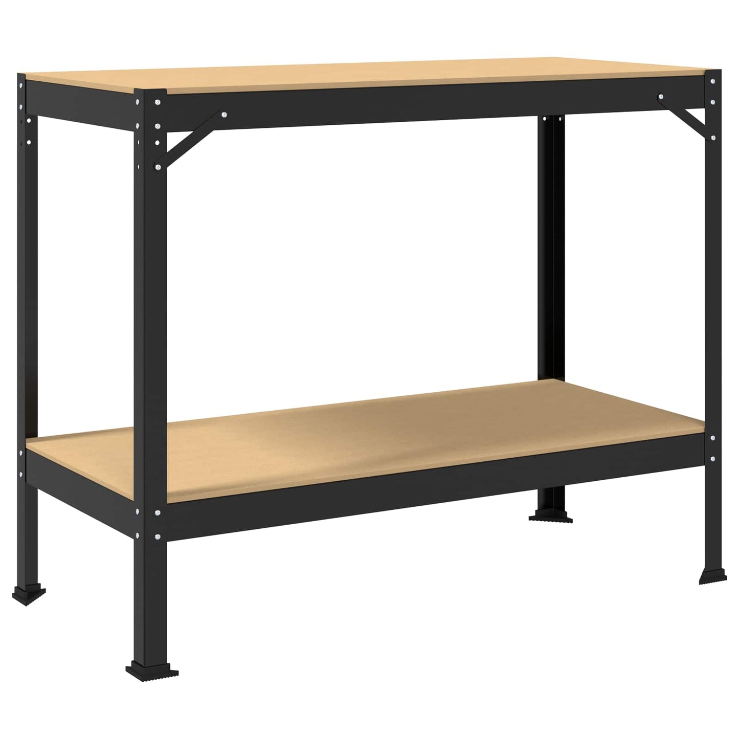 Værksted med hylde Sort 115 x 55 x 91 cm Samlet træ og metal