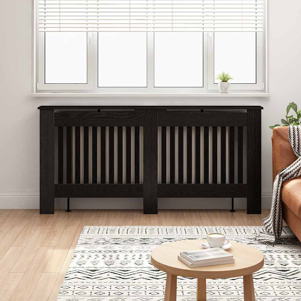 Radiatorcover Sort eg 172 x 19 x 81,5 cm Konstrueret træ