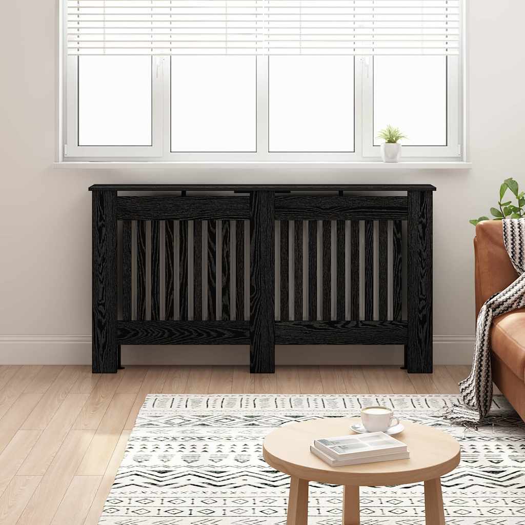 Radiatorcover Sort eg 152 x 19 x 81,5 cm Konstrueret træ