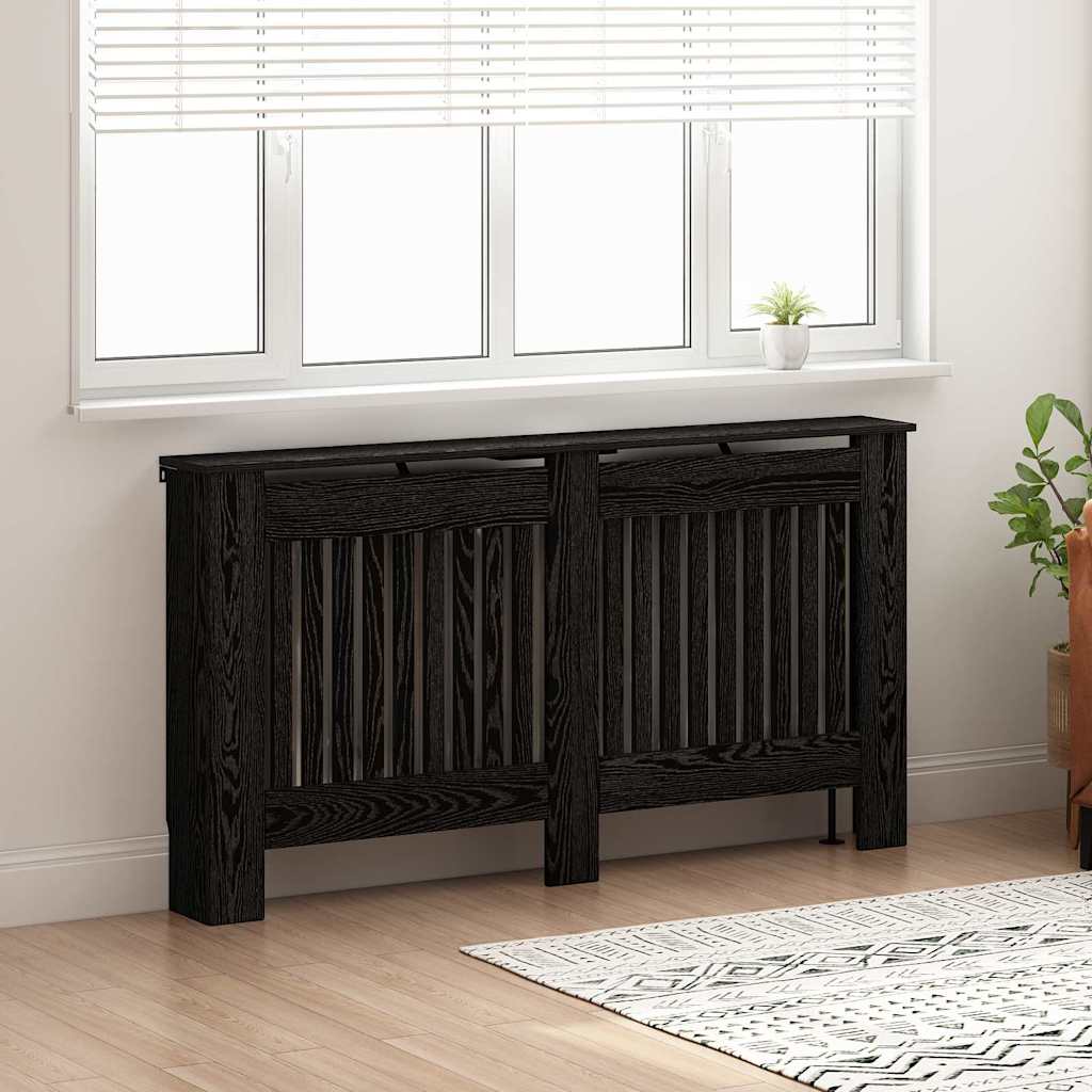 Radiatorcover Sort eg 152 x 19 x 81,5 cm Konstrueret træ