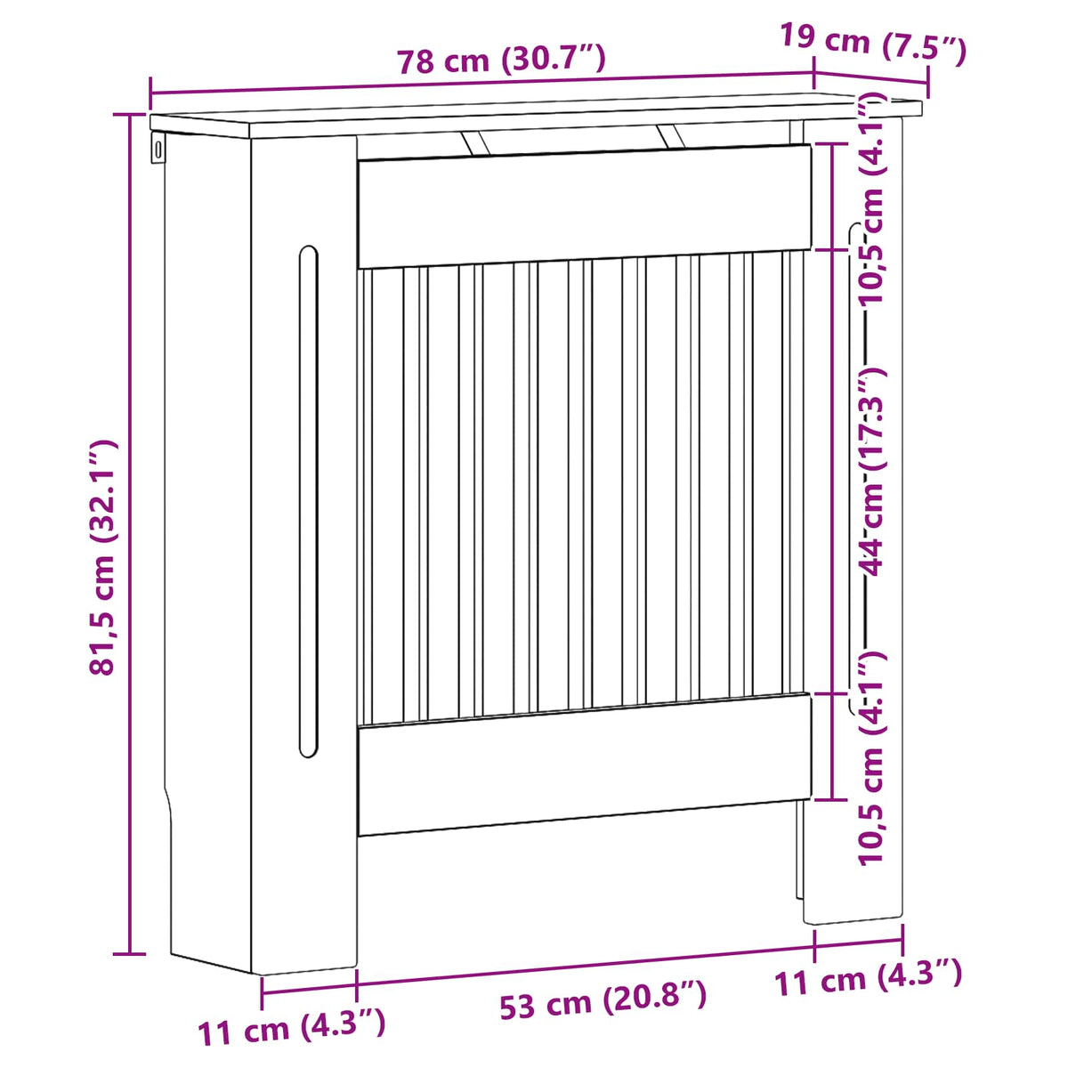 Radiatorcover Hvid højglans 78 x 19 x 81,5 cm Konstrueret træ