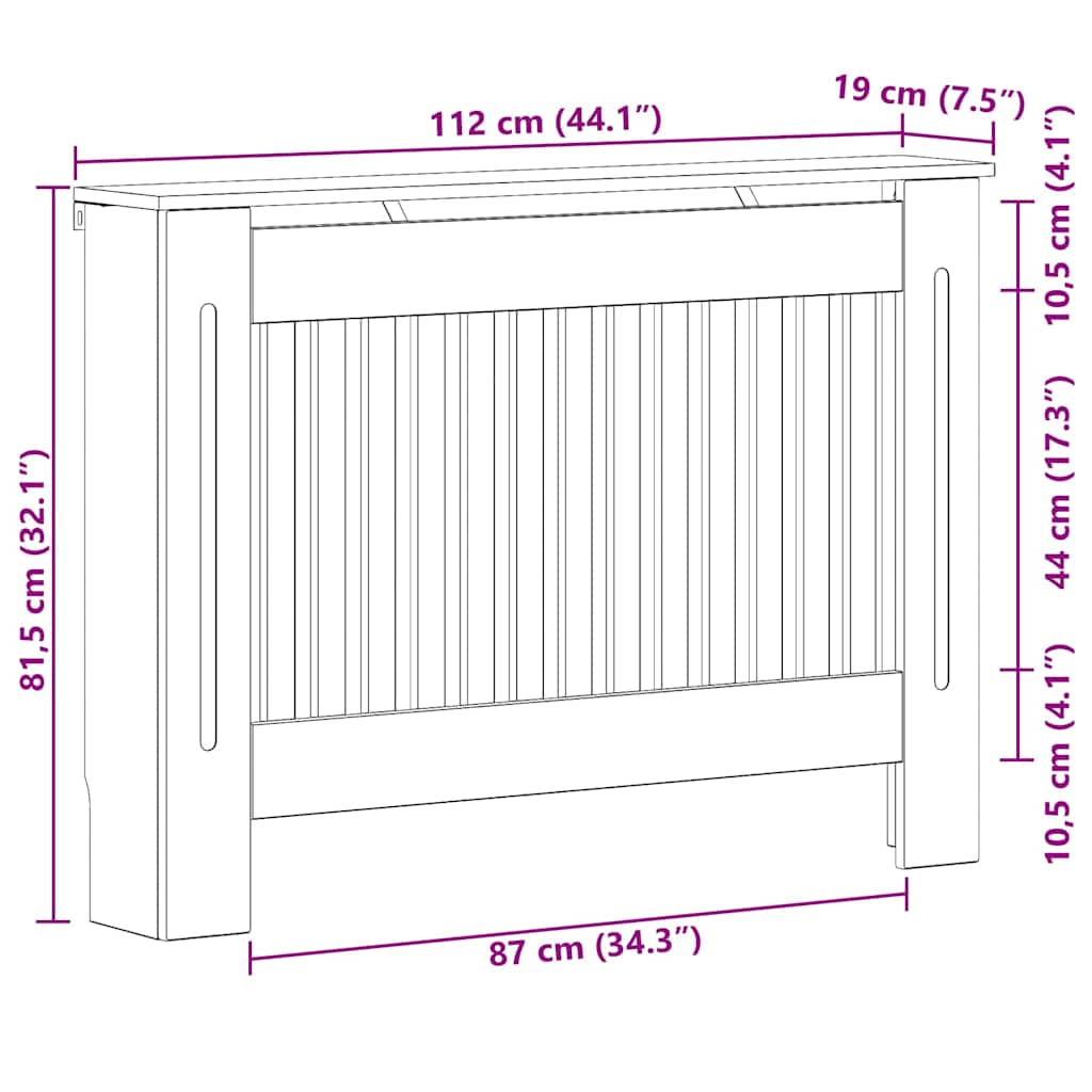 Radiatorcover Røget eg 112 x 19 x 81,5 cm Konstrueret træ