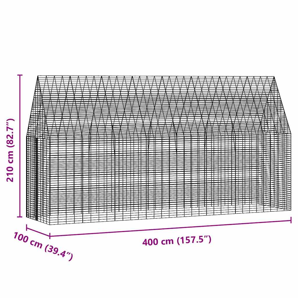 Kanin Bur Sølv 400 x 100 x 210 cm Galvaniseret stål